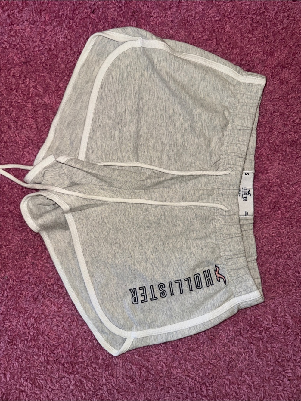 Hollister Light Heather Gray Logo Athletic Shorts with White Trim